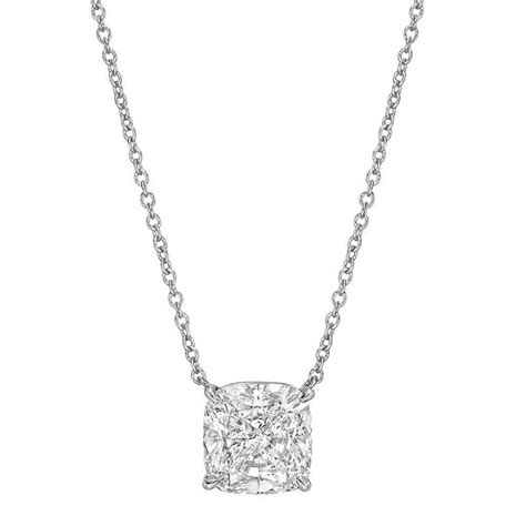 Betteridge 3.01 Carat Cushion Brilliant Cut Diamond platinum Solitaire Pendant For Sale at 1stdibs