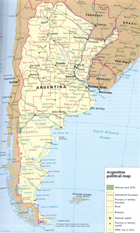 Large detailed road and political map of Argentina. Argentina large ...