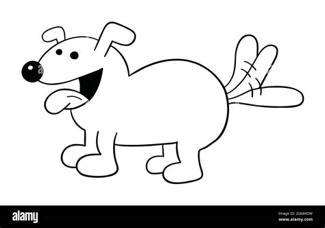 Cartoon dog is happy and wagging its tail, vector illustration. Black ...