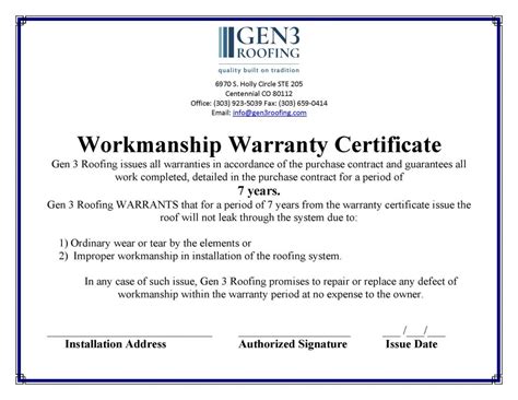 WARRANTY - GEN3 Roofing | Quality built on tradition