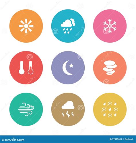 Flat Design Style Weather Icons Stock Vector - Illustration of design, climate: 37923052