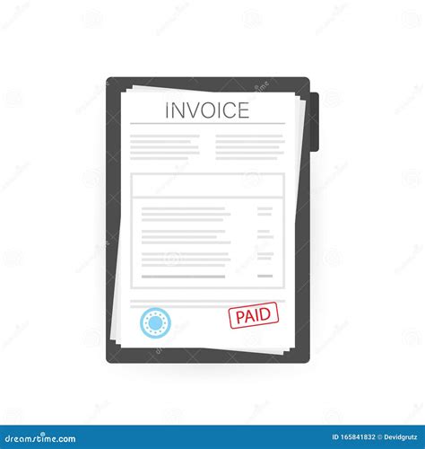 Invoice with Paid Stamp in Clipboard. Vector Stock Illustration Stock ...