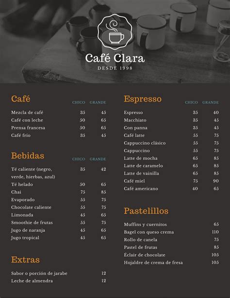 Descobrir 49+ imagem menu de cafeteria en ingles - Abzlocal.mx