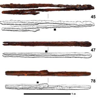 8 Photographs and illustrations of 'squares' (folded iron bars 40, 42,... | Download Scientific ...