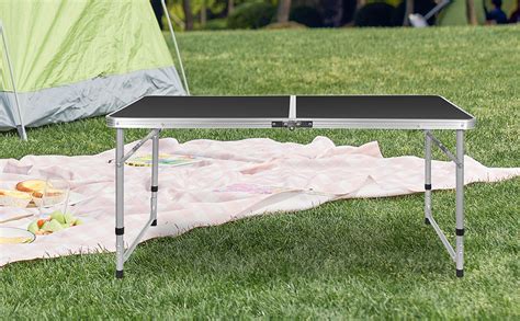 Folding Camping Table, Adjustable Height Folding Table, Portable Camping Table, Aluminum Table ...