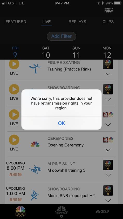 So, can’t watch the Olympics on the NBCSN app with DTVN credentials ...