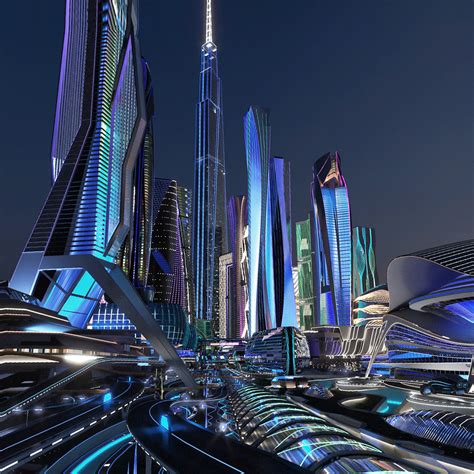 3D Future City Next Night model - TurboSquid 1740914
