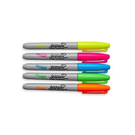 Sharpie 1860443 Neon Permanent Markers, Fine Point, Assorted