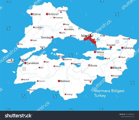 Large Map Turkish Area Marmara Stock Vector (Royalty Free) 1070508563 ...