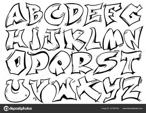 English Alphabet Graffiti Style Vector Graphic Stock Vector Image by ©Mr.Note19 #247987940