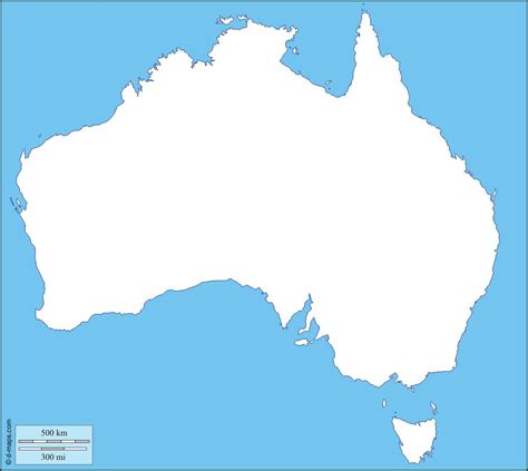 Australia map outline - Map of Australia outline (Australia and New Zealand - Oceania)