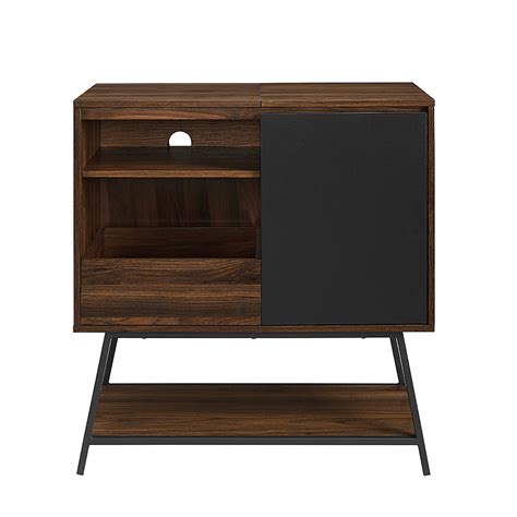 Best Buy: Walker Edison Mid Century Modern Record Player Cabinet Dark ...