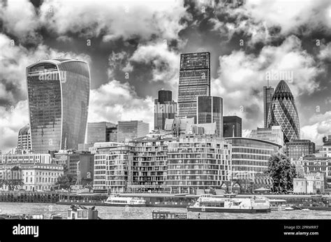 Aerial view of London City skyline, modern skyscrapers in London financial district, UK Stock ...