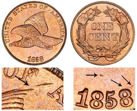 1858 Flying Eagle Cent 8 Over 7 Flying Eagle Penny Coin Value Prices ...