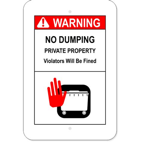 Vertical No Dumping Private Property Sign - Custom Signs