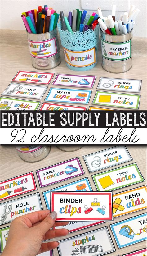 Editable Classroom Supply Labels with Pictures | Classroom supplies ...