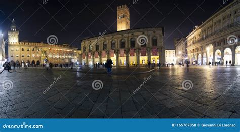 03-12-2019, Bologna, Italy - Long Exposure of Piazza Maggiore at Winter ...