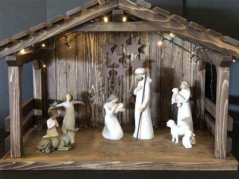 Large Spaced Roof Stable/crèche, Very Sturdy All Wood Stable , Display Nativity Scene, Christmas ...