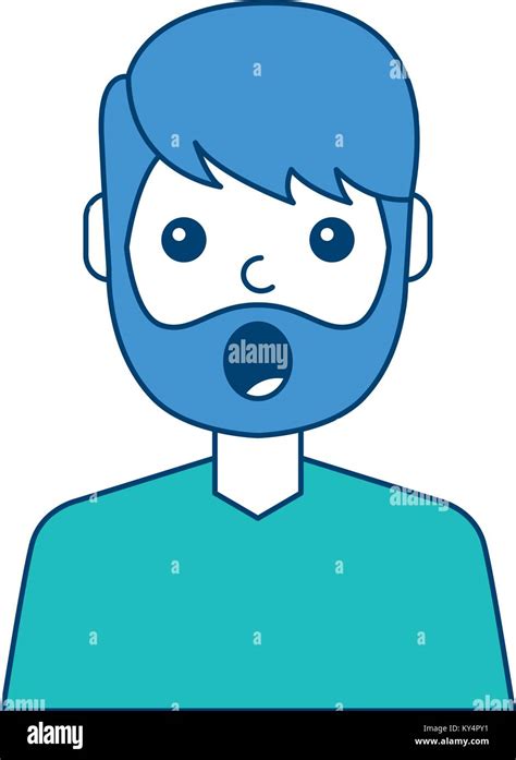 portrait surprised man face expression vector illustration blue and green design Stock Vector ...