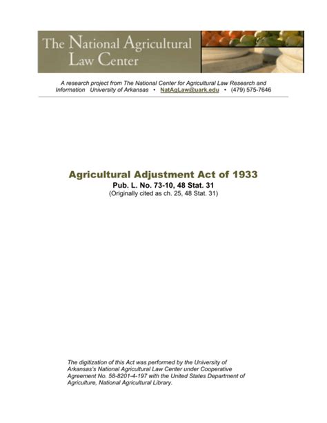 Agricultural Adjustment Act of 1933