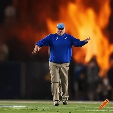 Photo of chip kelly, ucla head coach, in flames on Craiyon