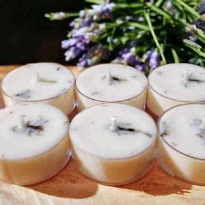 Lavender and Sage Tea Light Candles Scented Tea Light Candles Non Toxic Soy Candles Set of 6 ...