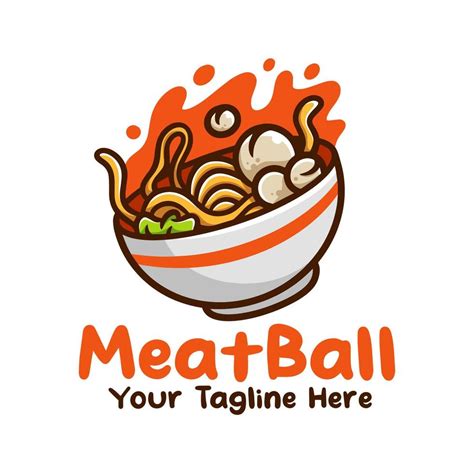 Meatball Bakso Indonesian Food With Noodle and Vegetable Cartoon Illustration Logo 11468893 ...