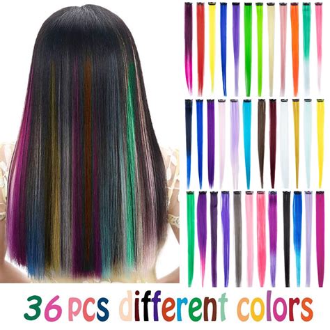 FLORATA Colored Clip in Hair Extensions, Colorful Straight Long Hair ...