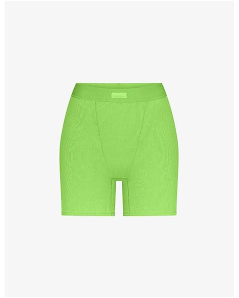 Skims Logo-patch Stretch-cotton Boxers in Green | Lyst