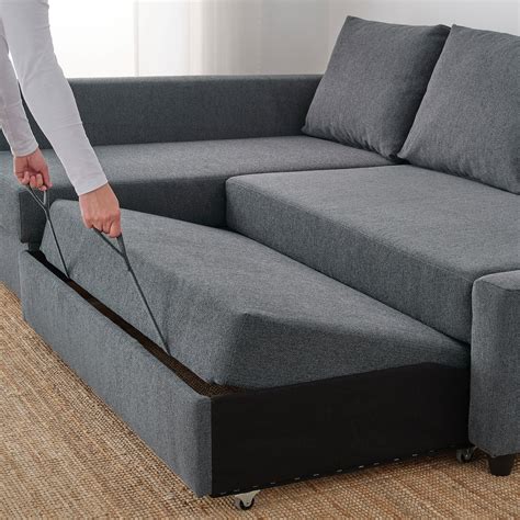 FRIHETEN Corner sofa-bed with storage - Hyllie dark grey - IKEA