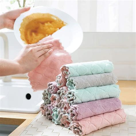 5pc Microfiber Wipe Table Household Cleaning Cloths Kitchen Cleaning Towel Dish Washing Cloth ...