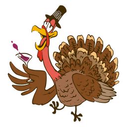 Funny Turkey With Wine Glass PNG & SVG Design For T-Shirts