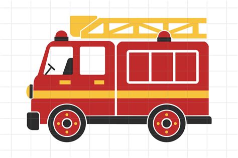 Fire Truck, cartoon car for kids, SVG cut file for Cricut. (660659 ...