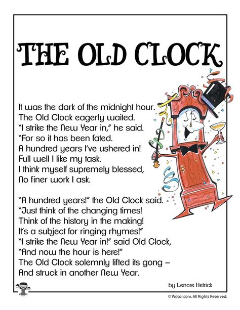 The Old Clock New Years Poem for Kids | Woo! Jr. Kids Activities ...