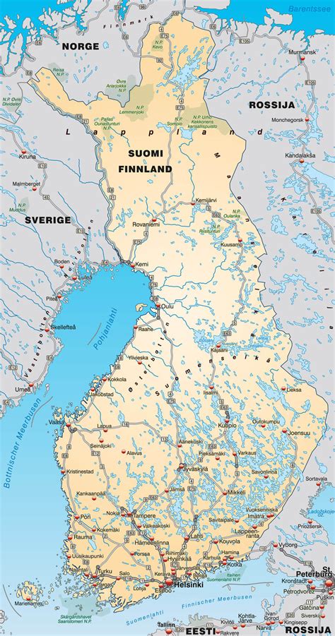 Map of Finland - Guide of the World