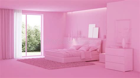 Modern House Interior. Pink Interior Stock Illustration - Illustration of vase, nightstand ...