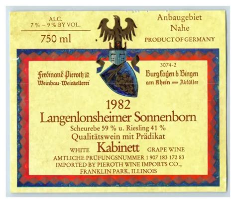 1970'S-80'S ANBAUGEBIET NAHE Kabinett German Wine Label Original S10E $22.50 - PicClick