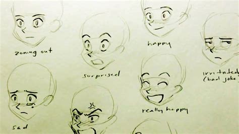 How to Draw a Manga Face: 7 Expressions - YouTube