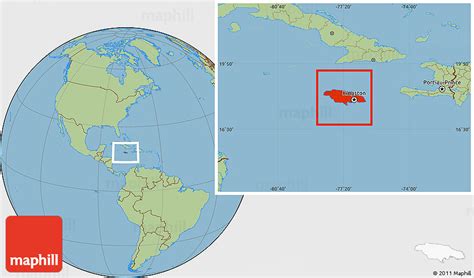 Savanna Style Location Map of Jamaica