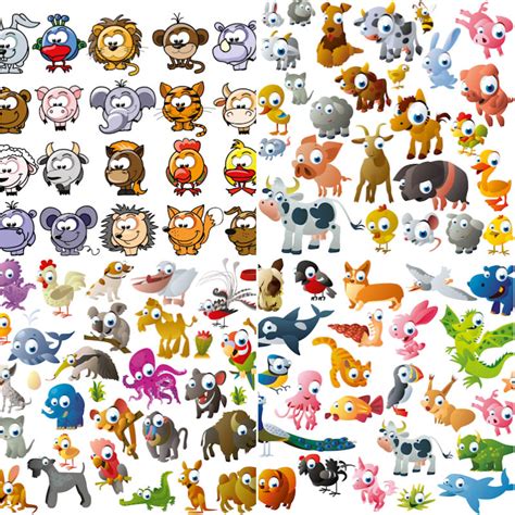 Funny cartoon animals vector | Free download