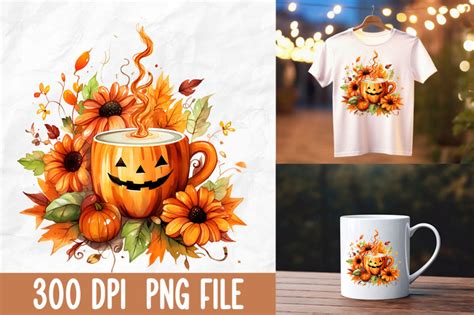 Retro Halloween Pumpkin Coffee Fall Leaf By Utenbaw | TheHungryJPEG