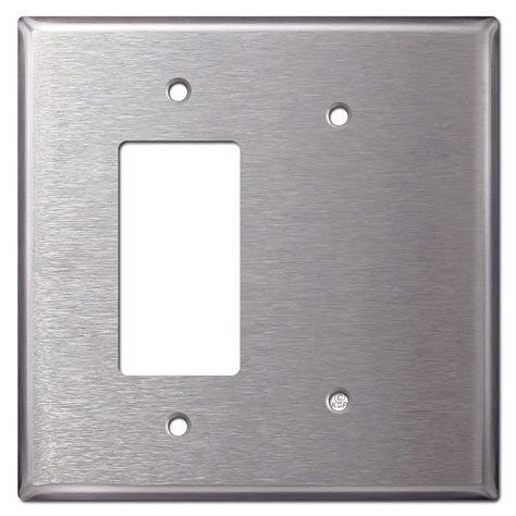 Oversized Blank GFCI Rocker Light Switch Cover - Stainless Steel