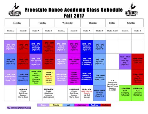 Class Schedule - Dance Classes in Chalfont & Warrington, PA | Freestyle ...