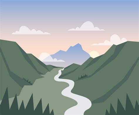 Valley Lanscape Illustration Vector Art & Graphics | freevector.com