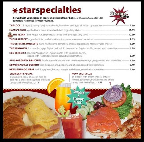 Menu of Starlite Diner & Lounge in Allentown, PA 18106