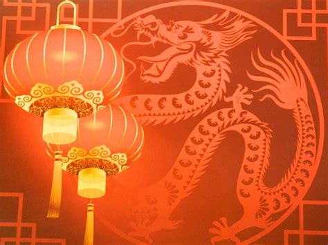 Chinese New Year Greeting Card Design with Lantern and Dragon Picture - HD Wallpapers ...