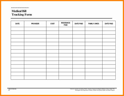 Medical Bill Organizer Spreadsheet with 11+ Bills Tracker Template Stretching And Conditioning ...