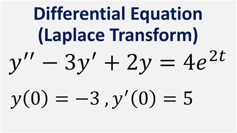 Differential Equation using Laplace Transform: y'' - 3y' + 2y = 4e^(2t) , y(0) = -3 , y'(0) = 5 ...