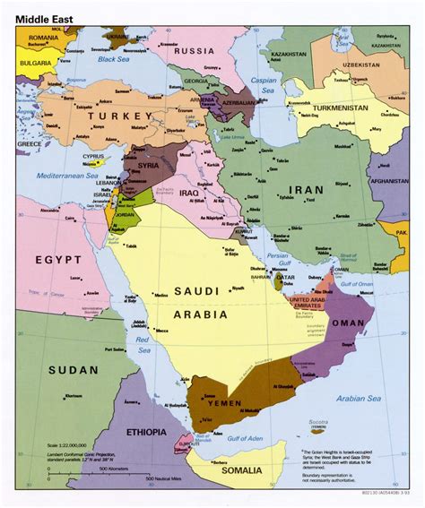 Detailed political map of the Middle East - 1993 | Middle East | Asia ...