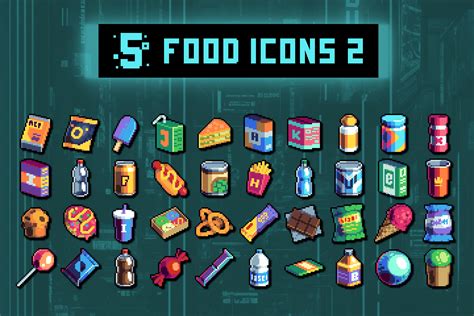 Food Icons Pixel Pack by Free Game Assets (GUI, Sprite, Tilesets)